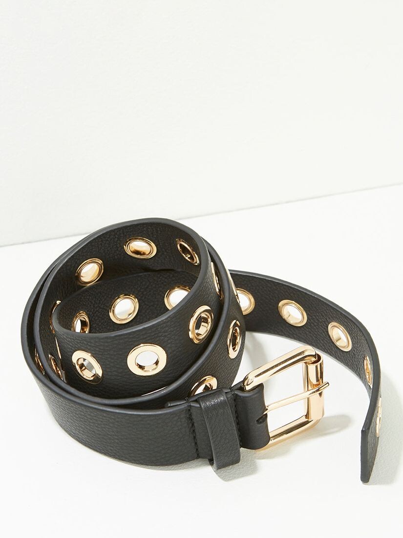 Кожаный ремень с люверсами Mint Velvet, черный
Кожаный ремень с люверсами Mint Velvet, черный