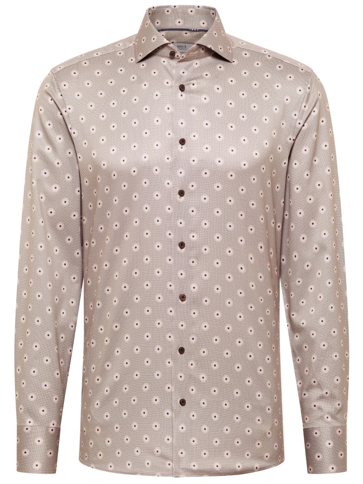 Eterna Приталенная рубашка миндального цвета
Eterna Приталенная рубашка миндального цвета