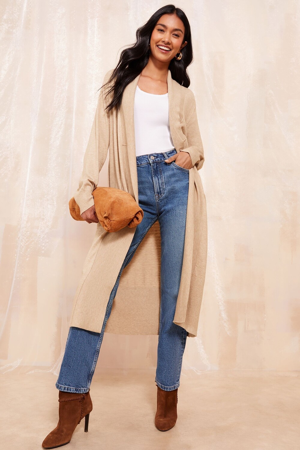 Длинный кардиган в рубчик Friends Like These, коричневый
Длинный кардиган в рубчик Friends Like These, коричневый