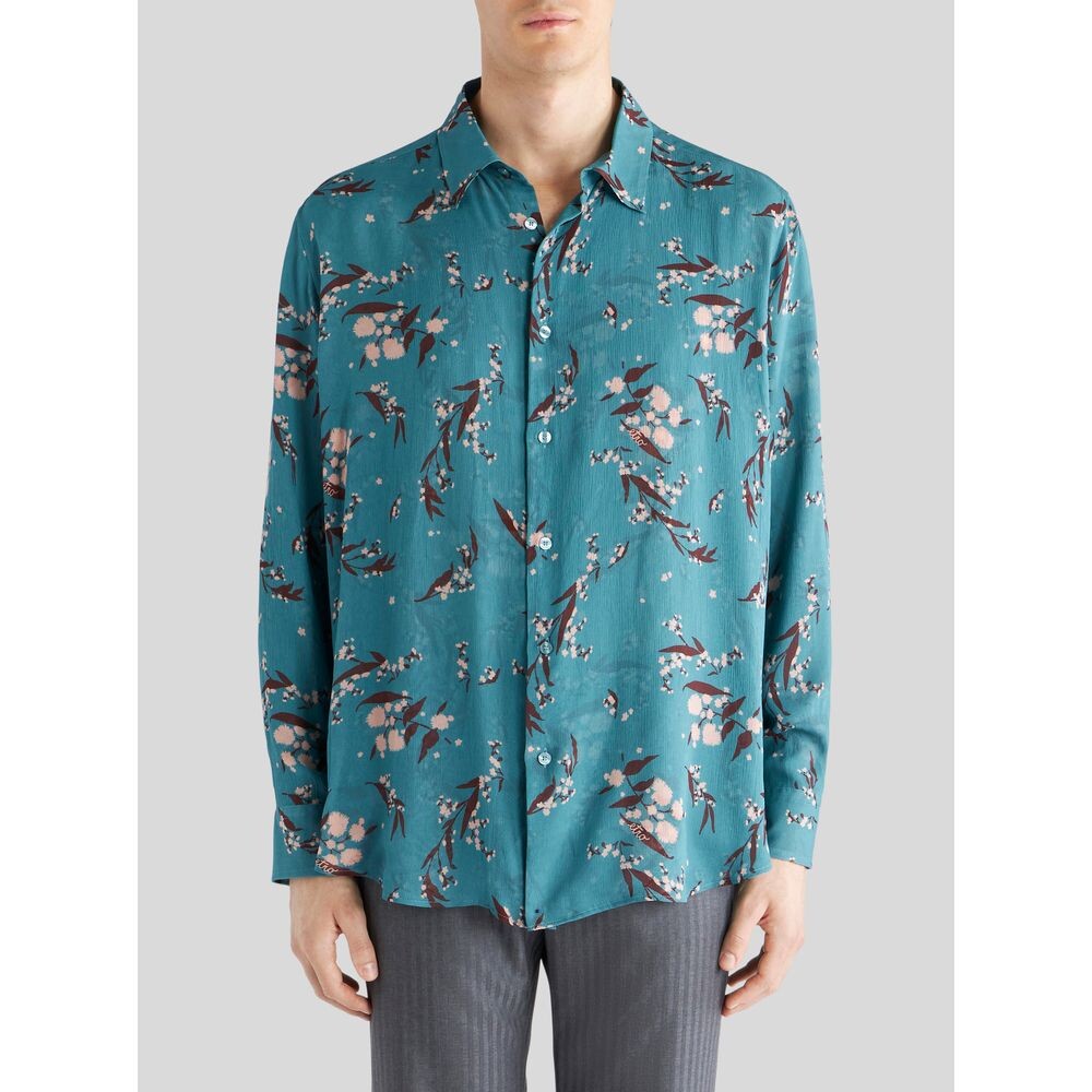 Шелковая рубашка с архивным цветочным принтом Etro, синий
Шелковая рубашка с архивным цветочным принтом Etro, синий