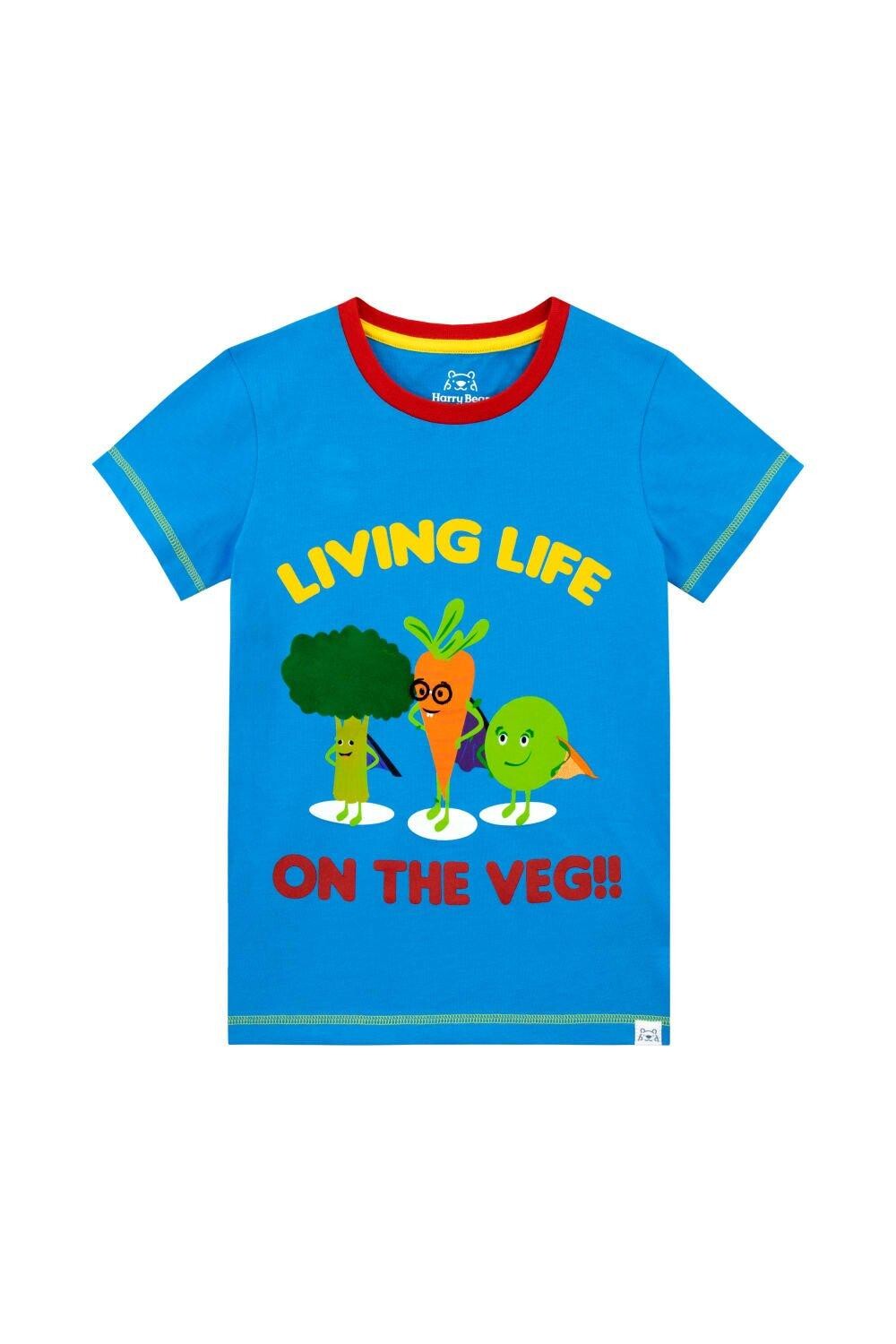 Живая жизнь на футболке с овощами Harry Bear, синий 
Живая жизнь на футболке с овощами Harry Bear, синий