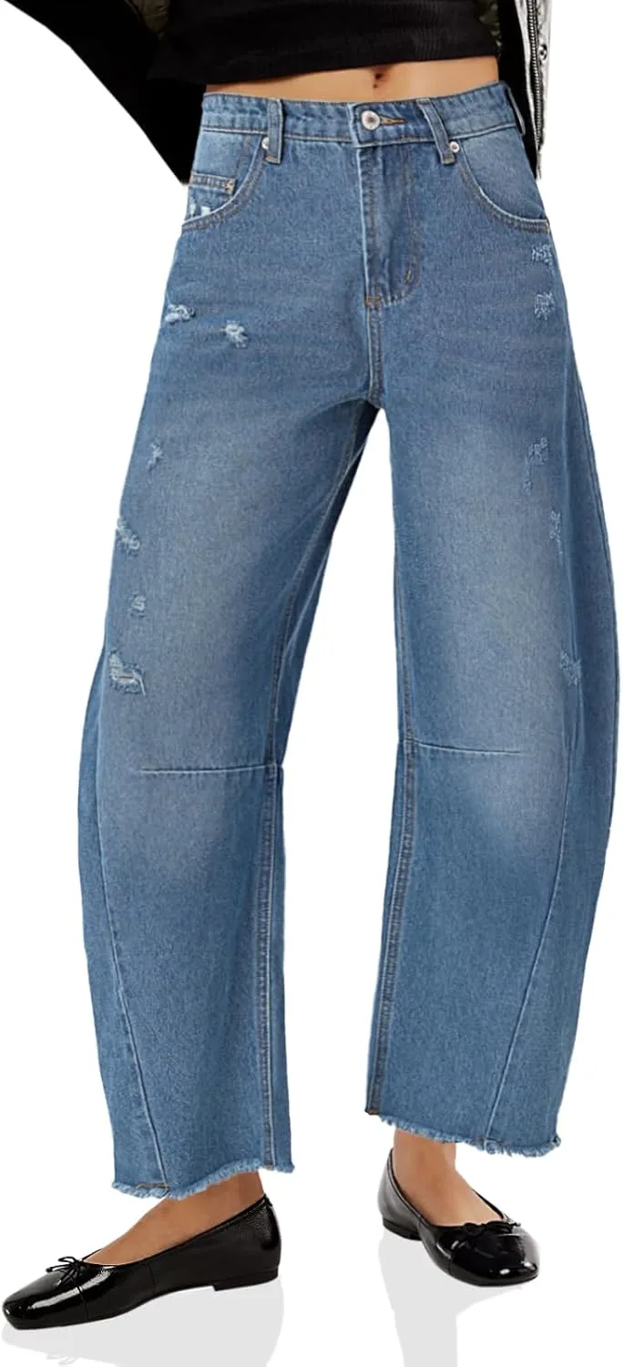 Cicy Bell женские бочкообразные джинсы 2024 осень мешковатые бойфренды рваные укороченные с необработанным краем
Cicy Bell женские бочкообразные джинсы 2024 осень мешковатые бойфренды рваные укороченные с необработанным краем