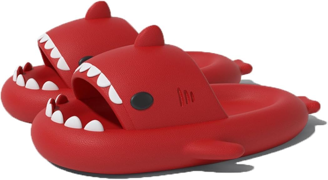 Мужские и женские шлепанцы Glemall с акулой, забавные шлепанцы Cloud Shark, открытый носок, противоскользящие, быстросохнущие, сандалии для душа с мягкой толстой подошвой, красный
Мужские и женские шлепанцы Glemall с акулой, забавные шлепанцы Cloud Shark, открытый носок, противоскользящие, быстросохнущие, сандалии для душа с мягкой толстой подошвой, красный