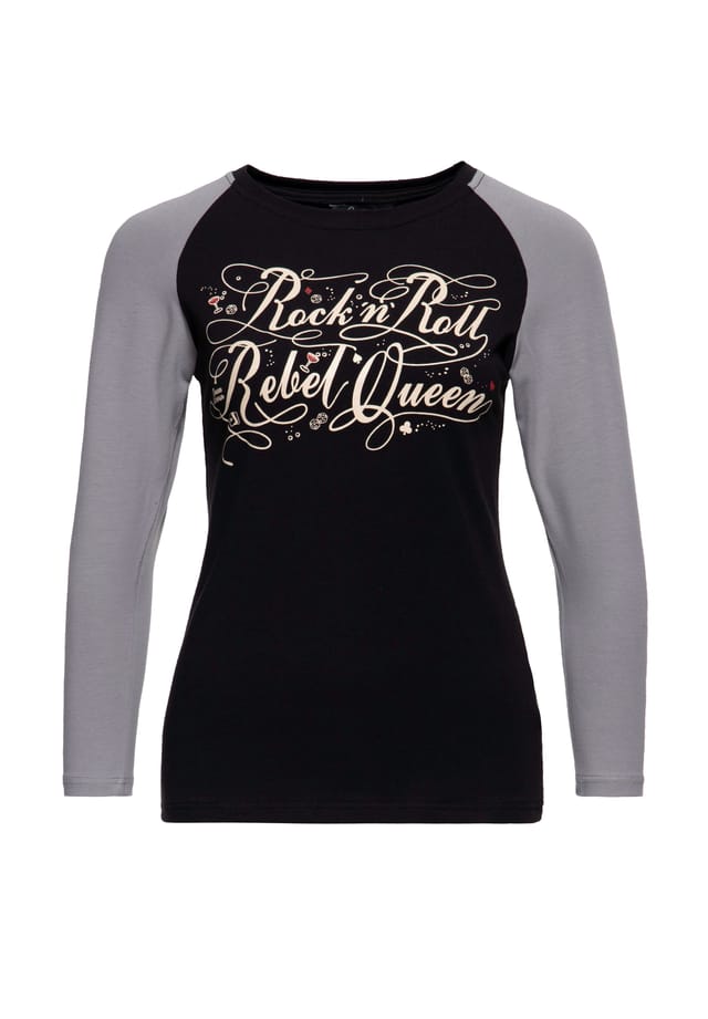 Рубашка с длинными рукавами реглан 3/4 рок-н-ролльная мятежная королева Queen Kerosin, черный
Рубашка с длинными рукавами реглан 3/4 рок-н-ролльная мятежная королева Queen Kerosin, черный