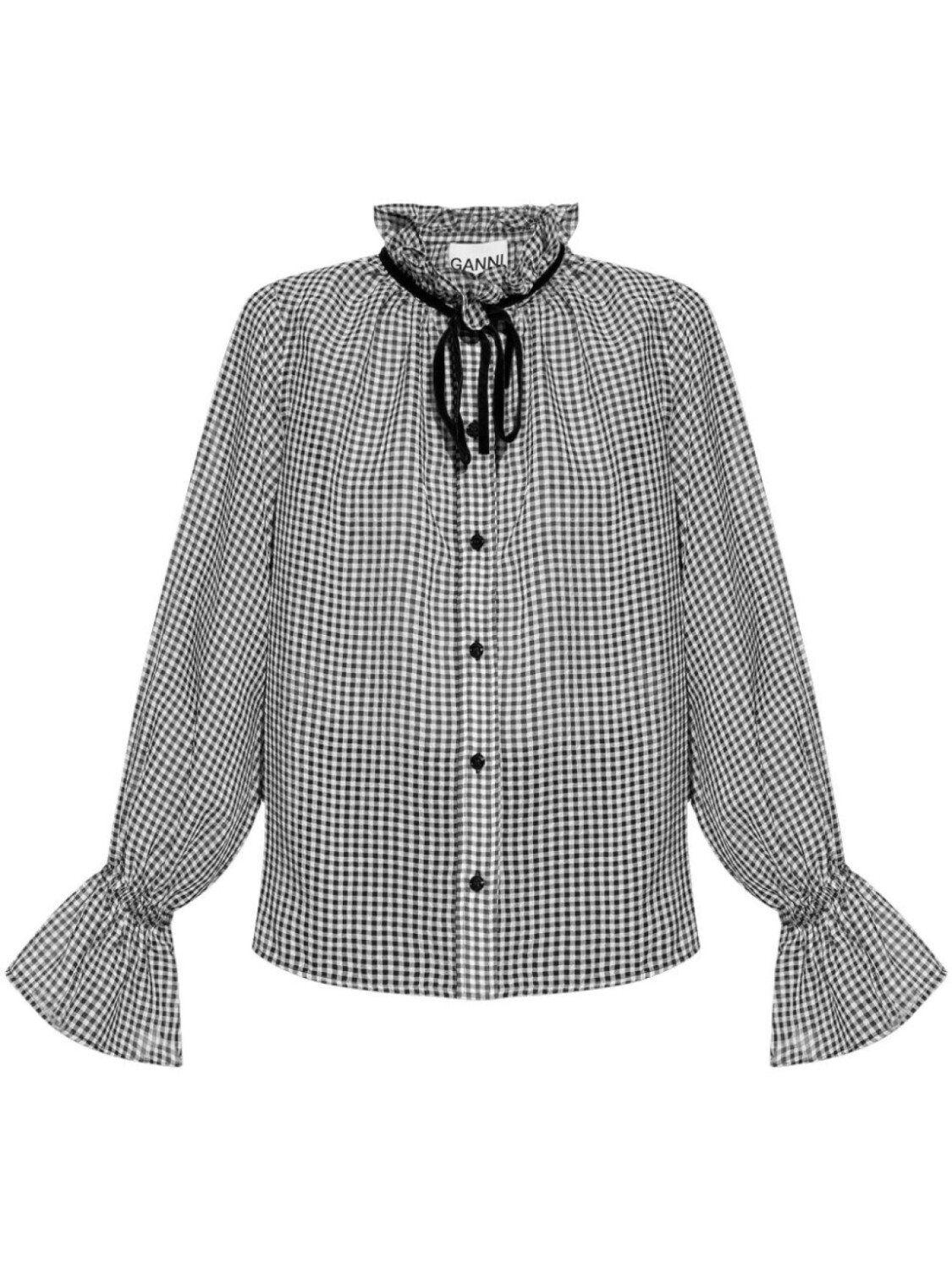Рубашка в прозрачную клетку GANNI, черный
Рубашка в прозрачную клетку GANNI, черный