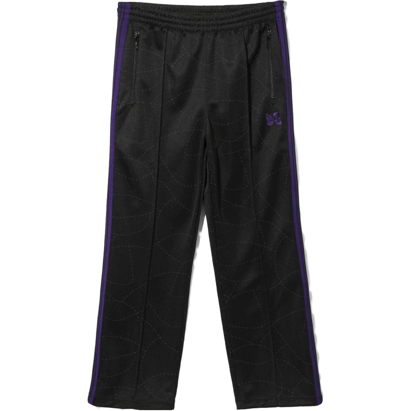 Брюки прямого кроя с вышитым логотипом Needles, черные 
Брюки прямого кроя с вышитым логотипом Needles, черные