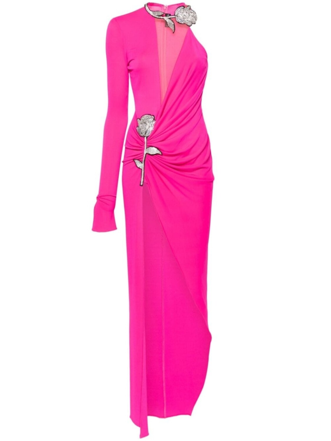 David Koma вечернее платье с цветочной аппликацией, розовый