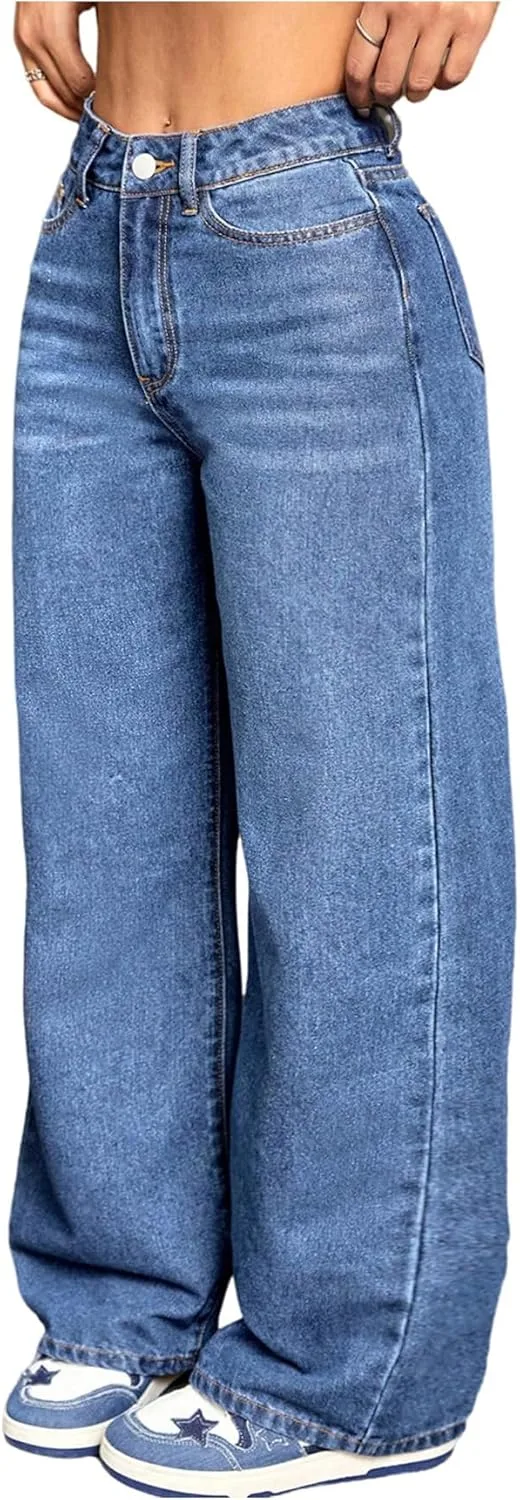 GORGLITTER женские джинсы с широкими штанинами Vintage High Waisted Baggy Denim Pants с карманами
GORGLITTER женские джинсы с широкими штанинами Vintage High Waisted Baggy Denim Pants с карманами