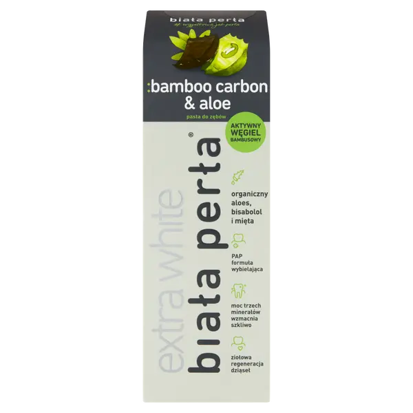 Зубная паста с бамбуковым углем, 75 мл Biała Perła Bamboo carbon&aloe
Зубная паста с бамбуковым углем, 75 мл Biała Perła Bamboo carbon&aloe