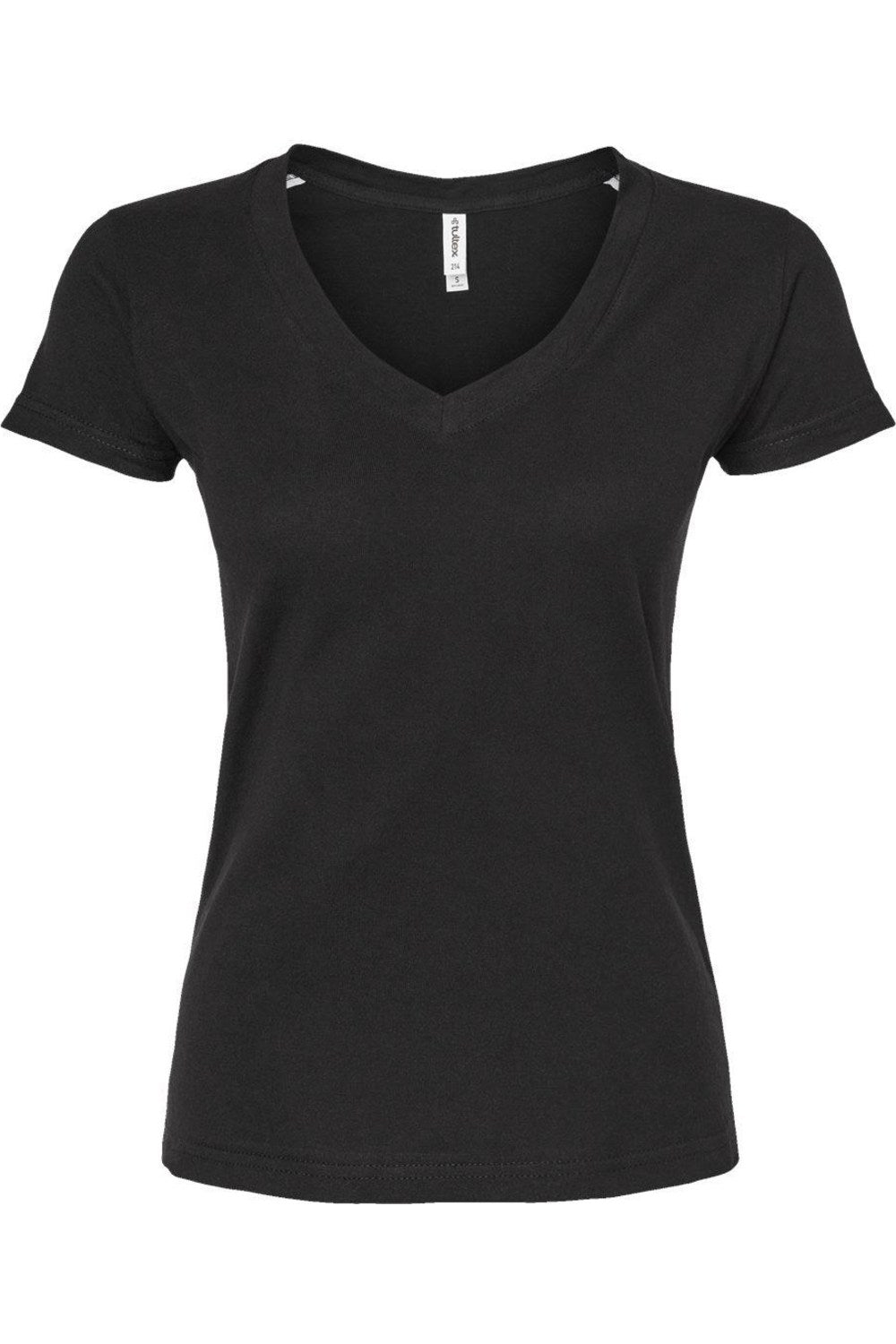 Tultex женская облегающая футболка из тонкого джерси с V-образным вырезом, черный 
Tultex женская облегающая футболка из тонкого джерси с V-образным вырезом, черный