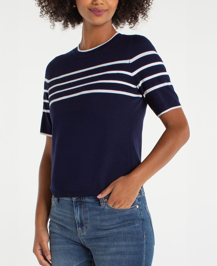 Женский свитер с короткими рукавами и круглым вырезом Liverpool Los Angeles, Navy/White Stripe
Женский свитер с короткими рукавами и круглым вырезом Liverpool Los Angeles, Navy/White Stripe