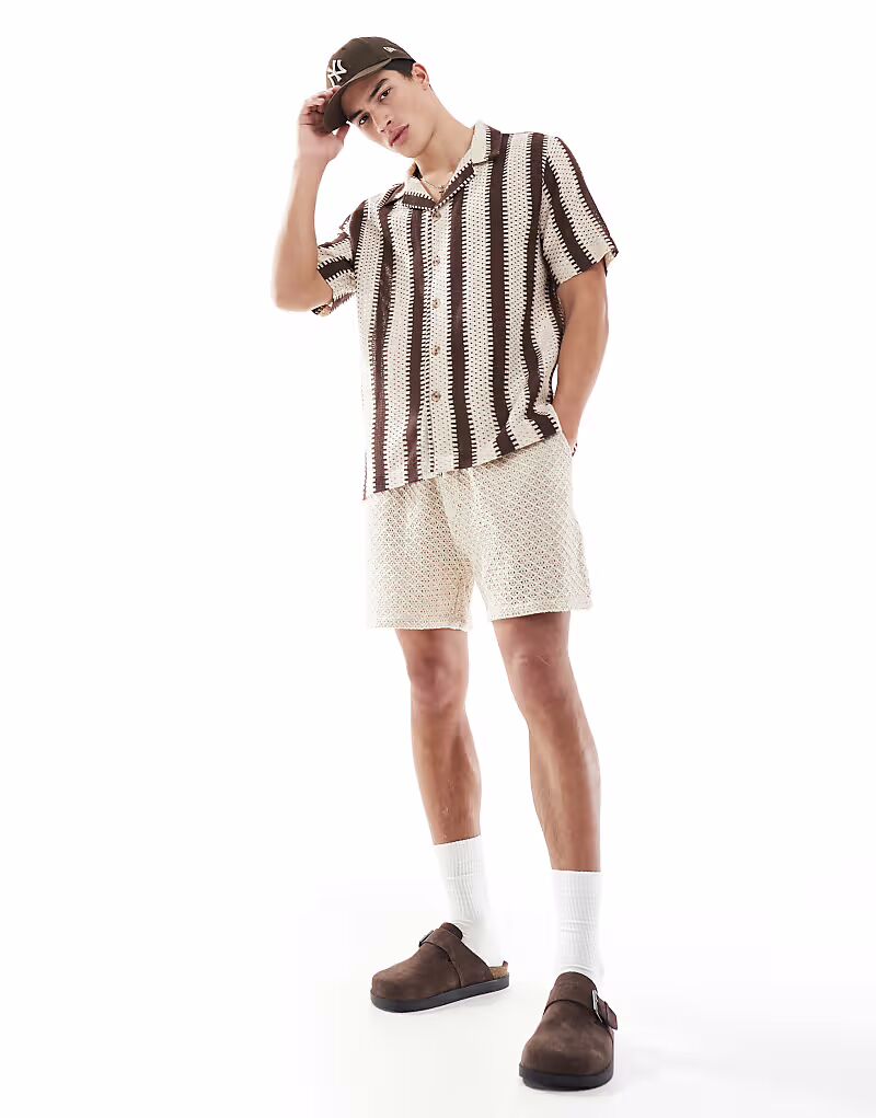 Рубашка с воротником-стойкой Goldsboro коричневого и белого цвета
Рубашка с воротником-стойкой Goldsboro коричневого и белого цвета