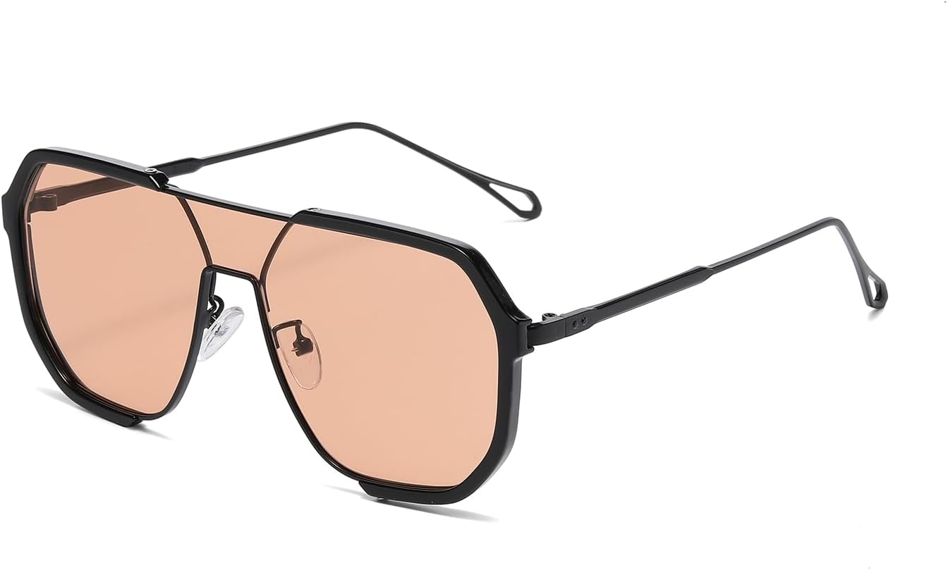 Солнцезащитные очки LJCZKA увеличенного размера в стиле «пилот» для женщин и мужчин, ретро-стиль 70-х, двойная перемычка, модная квадратная металлическая оправа, цельные очки, Black Orange
Солнцезащитные очки LJCZKA увеличенного размера в стиле «пилот» для женщин и мужчин, ретро-стиль 70-х, двойная перемычка, модная квадратная металлическая оправа, цельные очки, Black Orange