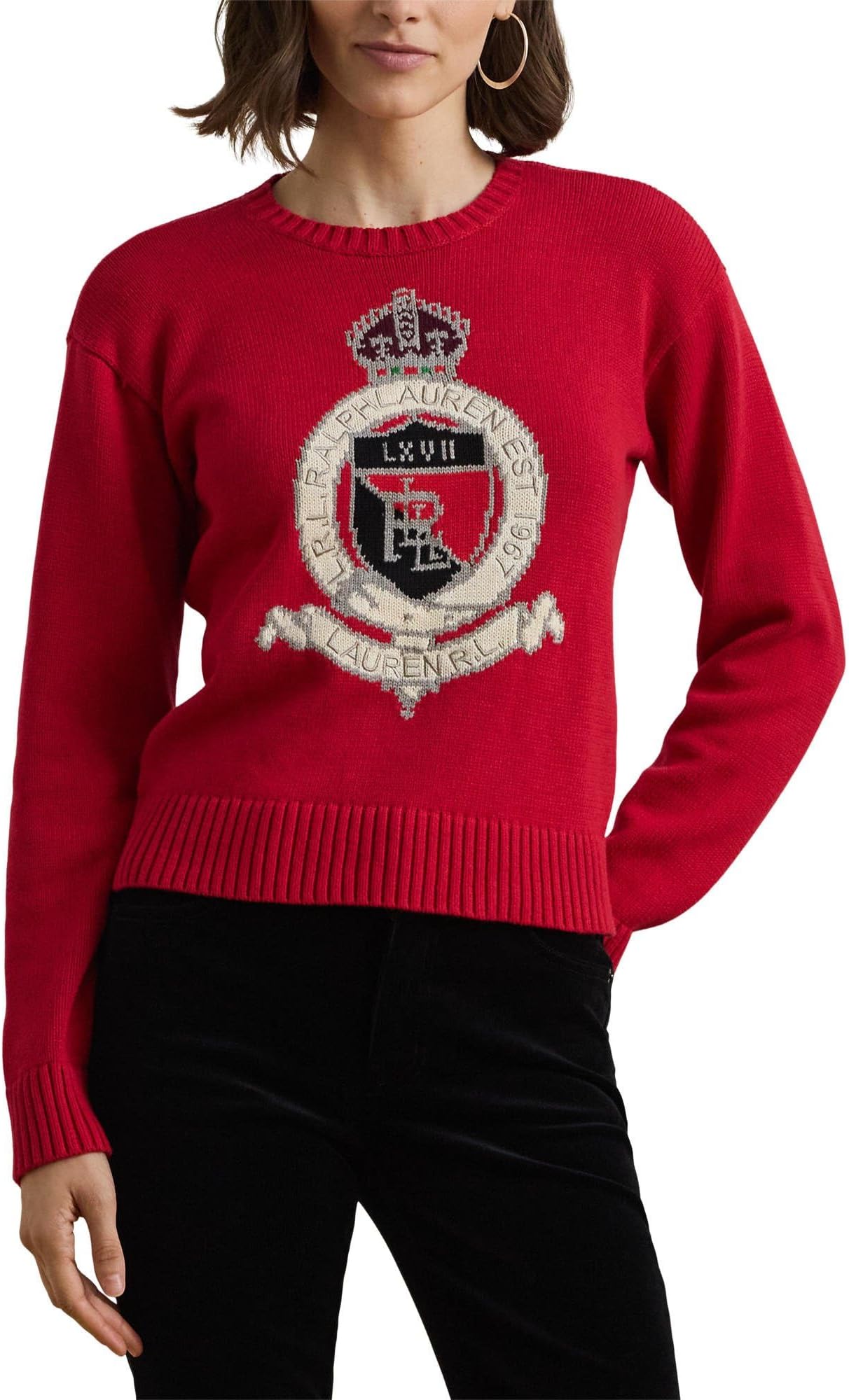 Свитер Lauren Ralph Lauren Intarsia-Knit Crest Cotton Sweater, цвет Festive Red Multi
Свитер Lauren Ralph Lauren Intarsia-Knit Crest Cotton Sweater, цвет Festive Red Multi
