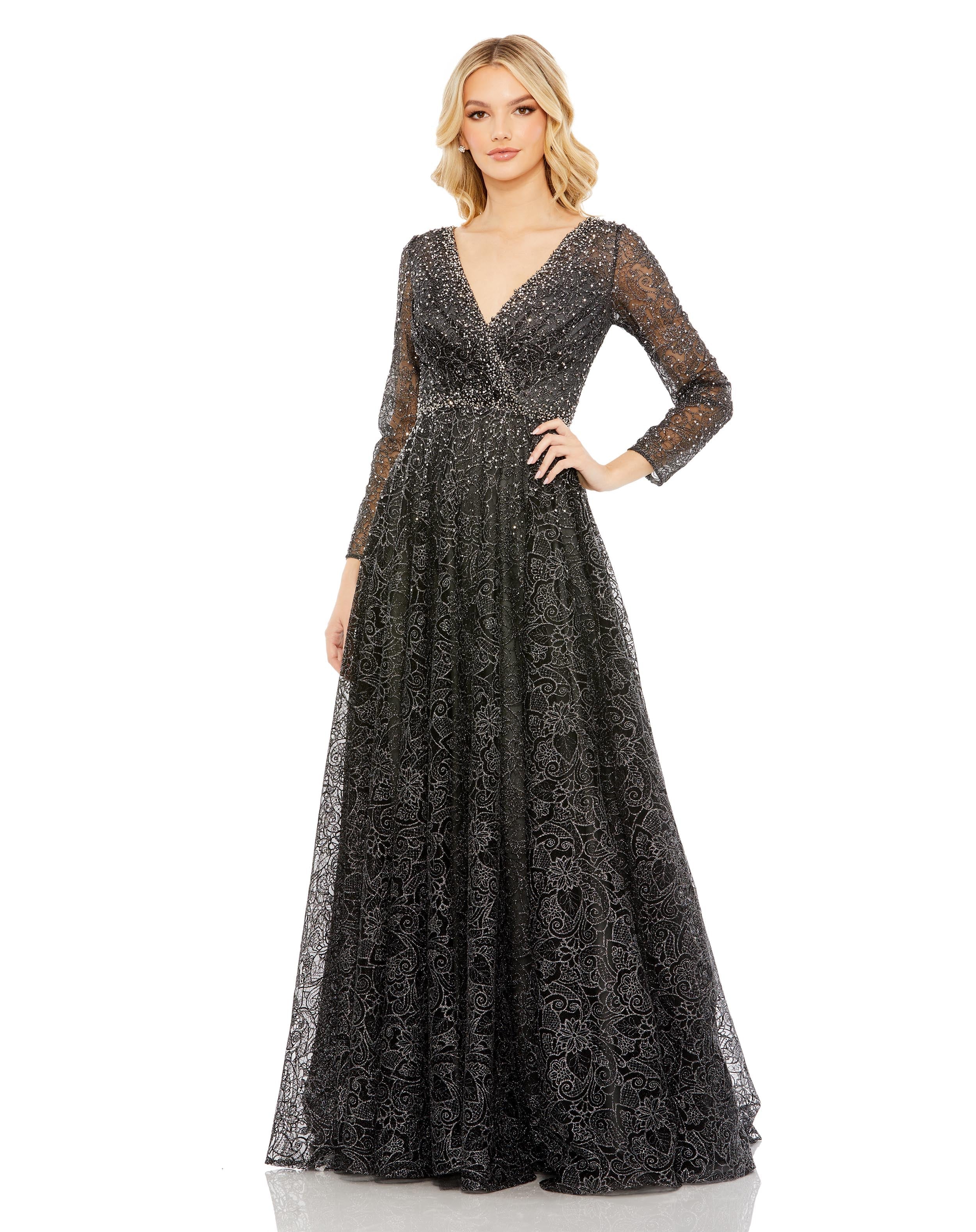 Украшенное Иллюзионное Длинное Платье с V-образным вырезом и Рукавами Mac Duggal, цвет graphite
Украшенное Иллюзионное Длинное Платье с V-образным вырезом и Рукавами Mac Duggal, цвет graphite
