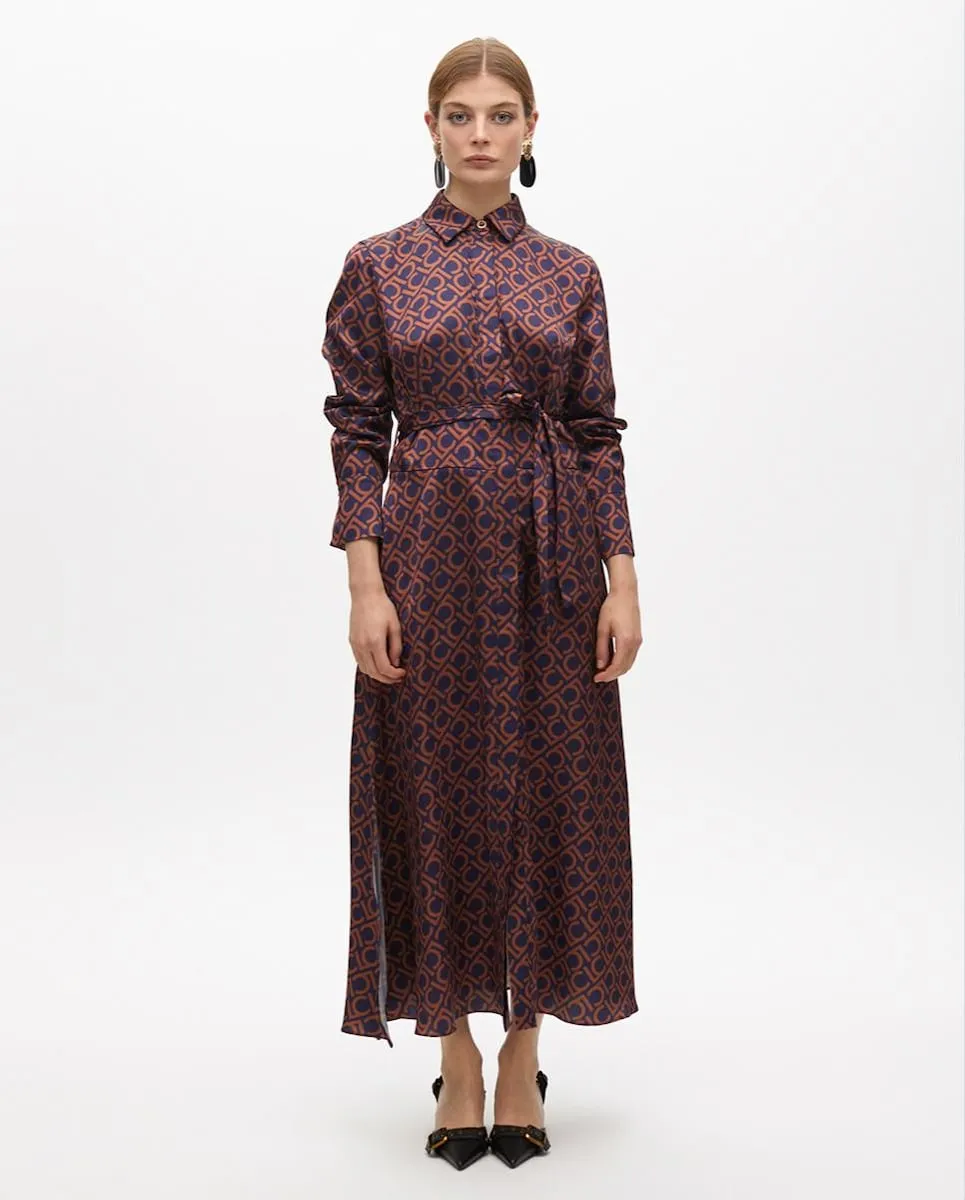 Рубашечное платье с принтом Lola Casademunt, темно-синий/оранжевый
Рубашечное платье с принтом Lola Casademunt, темно-синий/оранжевый