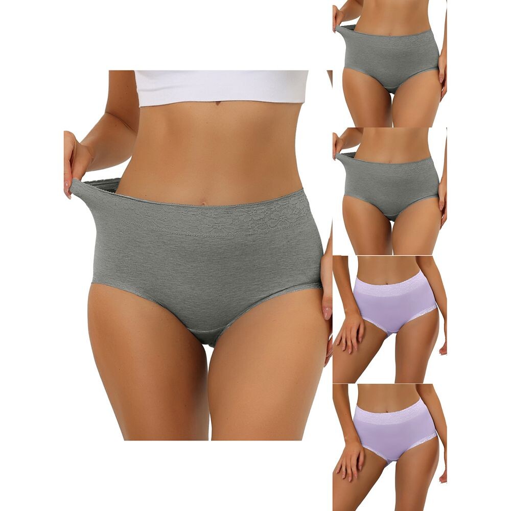 5 упаковок женского хлопкового нижнего белья с высокой посадкой и кружевной отделкой, трусики с полным покрытием для контроля живота ALLEGRA K, цвет Gray Purple
5 упаковок женского хлопкового нижнего белья с высокой посадкой и кружевной отделкой, трусики с полным покрытием для контроля живота ALLEGRA K, цвет Gray Purple