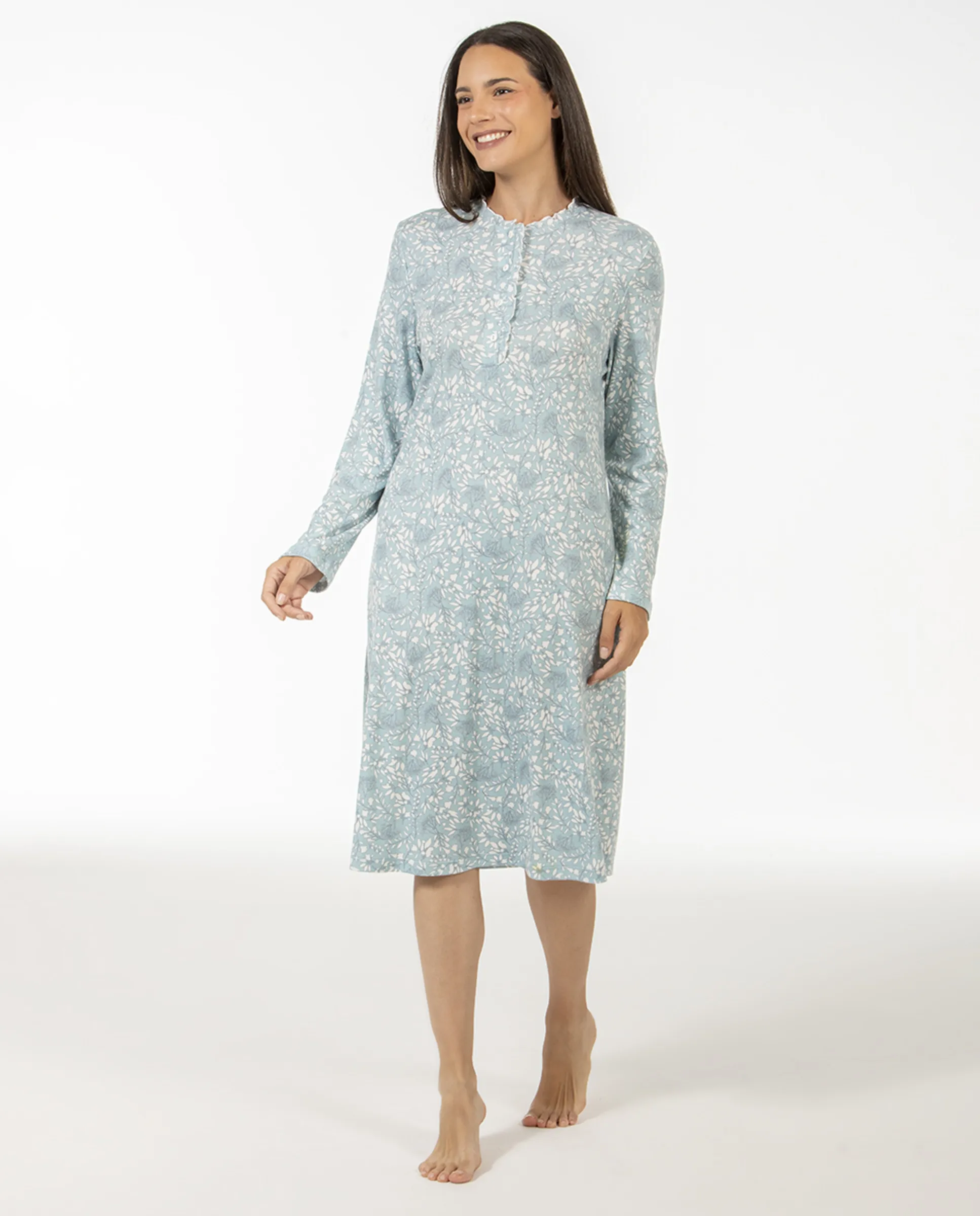 Короткая ночная сорочка с отделкой на вырезе Mitjans, синий 
Короткая ночная сорочка с отделкой на вырезе Mitjans, синий