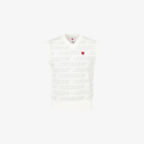 Вязаный жилет Repeat Icecream с V-образным вырезом из хлопка и шерсти с логотипом, серый
Вязаный жилет Repeat Icecream с V-образным вырезом из хлопка и шерсти с логотипом, серый