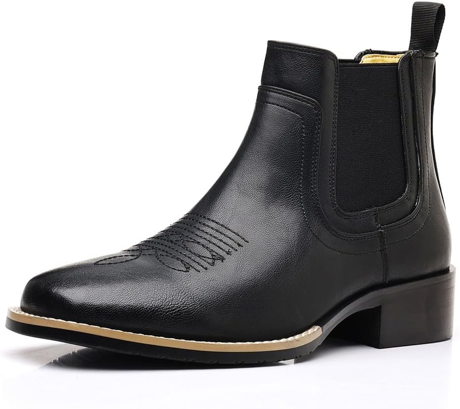 Мужские ковбойские ботинки в западном стиле с вышивкой, модель Chelsea на резинке, из искусственной кожи, с квадратным носком, удобные ботильоны Generic, черный
Мужские ковбойские ботинки в западном стиле с вышивкой, модель Chelsea на резинке, из искусственной кожи, с квадратным носком, удобные ботильоны Generic, черный