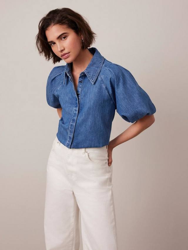 Джинсовая рубашка с пышными рукавами Mint Velvet, синий
Джинсовая рубашка с пышными рукавами Mint Velvet, синий