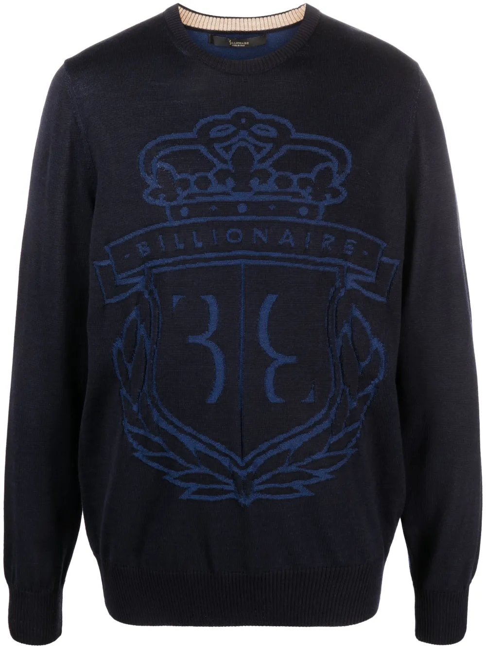 Шерстяной пуловер с логотипом Billionaire, синий
Шерстяной пуловер с логотипом Billionaire, синий