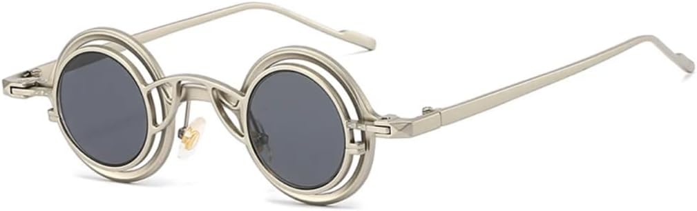 Ретро-солнцезащитные очки с отстегивающимися маленькими круглыми двойными линзами для женщин, защита от УФ-излучения UV400, модные металлические панк-очки для мужчин, солнцезащитные очки для активного отдыха TVTBBVV, Silver Gray
Ретро-солнцезащитные очки с отстегивающимися маленькими круглыми двойными линзами для женщин, защита от УФ-излучения UV400, модные металлические панк-очки для мужчин, солнцезащитные очки для активного отдыха TVTBBVV, Silver Gray