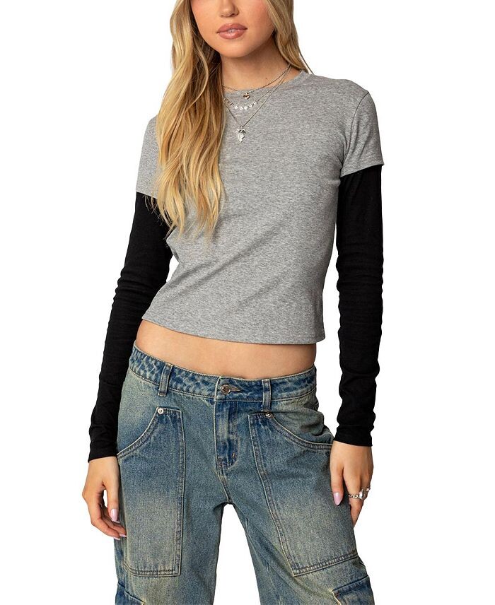 Многослойная футболка с длинными рукавами Edikted Lucine, серый
Многослойная футболка с длинными рукавами Edikted Lucine, серый