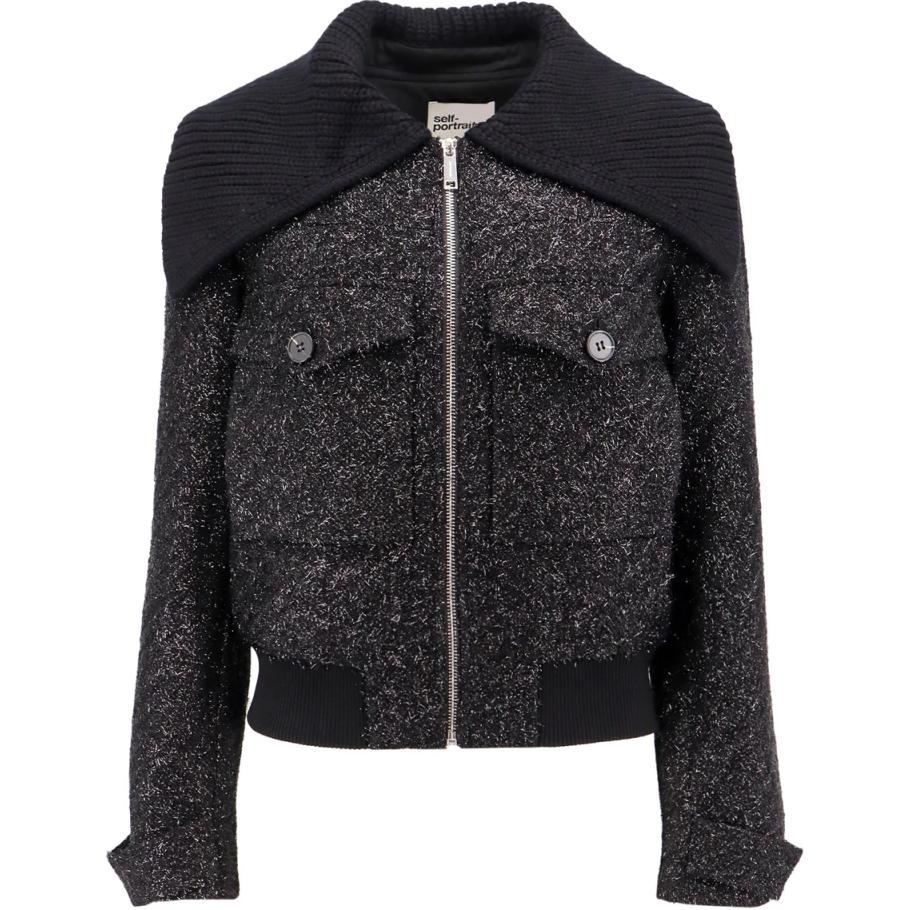 Self-portrait Металлизированная куртка-бомбер на молнии, Black
Self-portrait Металлизированная куртка-бомбер на молнии, Black
