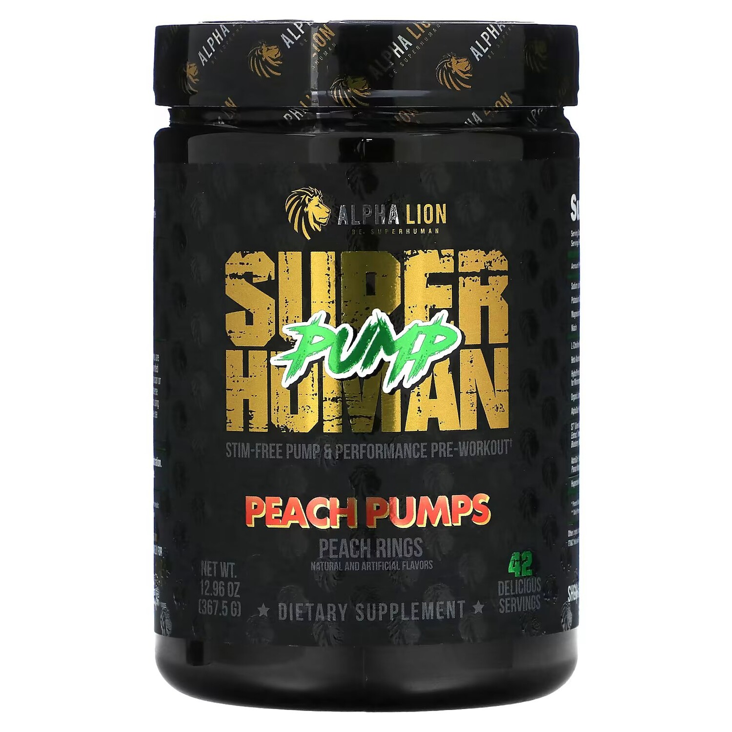 SuperHuman Pump, Персиковые помпы, персиковые кольца, 12,96 унции (367,5 г) Alpha Lion
SuperHuman Pump, Персиковые помпы, персиковые кольца, 12,96 унции (367,5 г) Alpha Lion