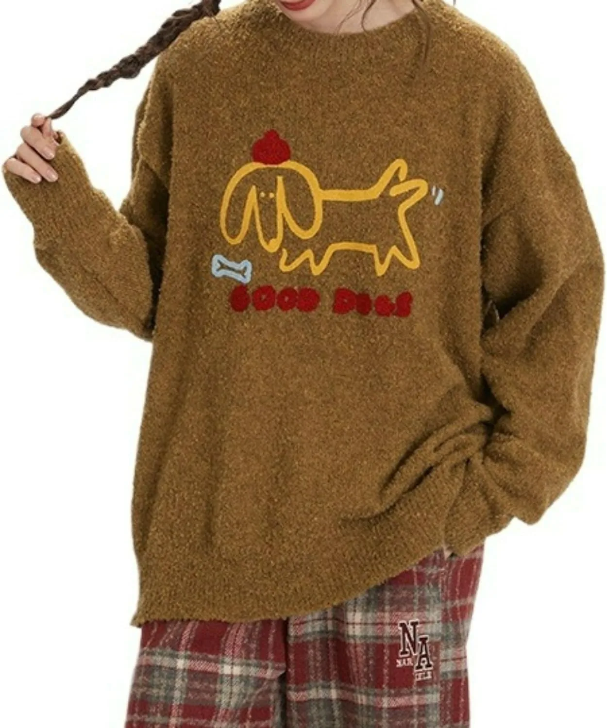 PanoraCirq желтовато-коричневый свитер с рисунком собаки, вязаный, с круглым вырезом PanoraCirqi
PanoraCirq желтовато-коричневый свитер с рисунком собаки, вязаный, с круглым вырезом PanoraCirqi