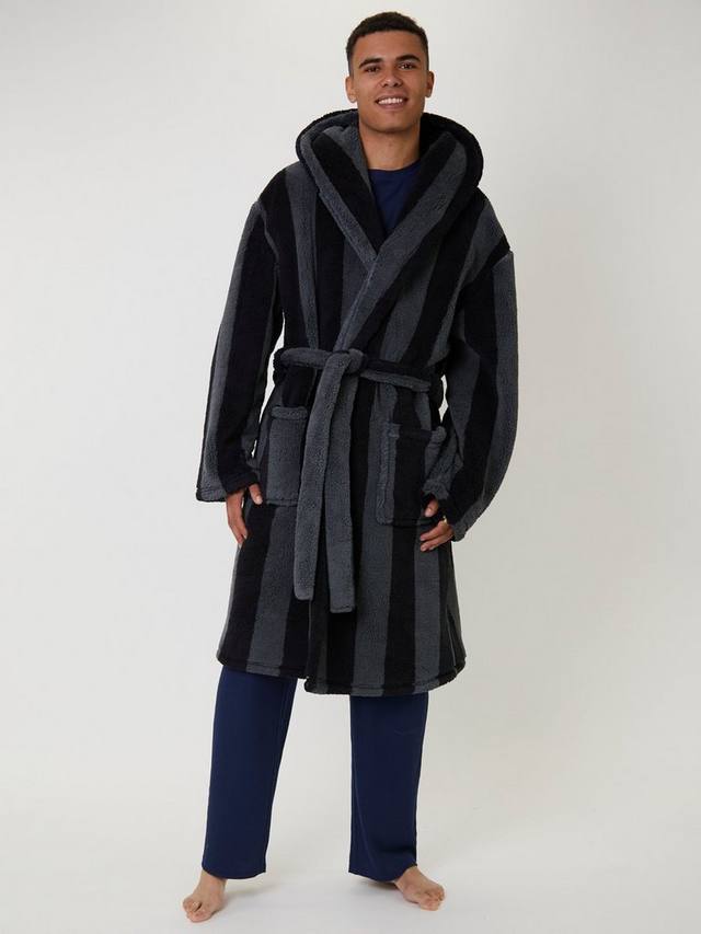 Халат с капюшоном из полосатого шерпы Loungeable, Black
Халат с капюшоном из полосатого шерпы Loungeable, Black
