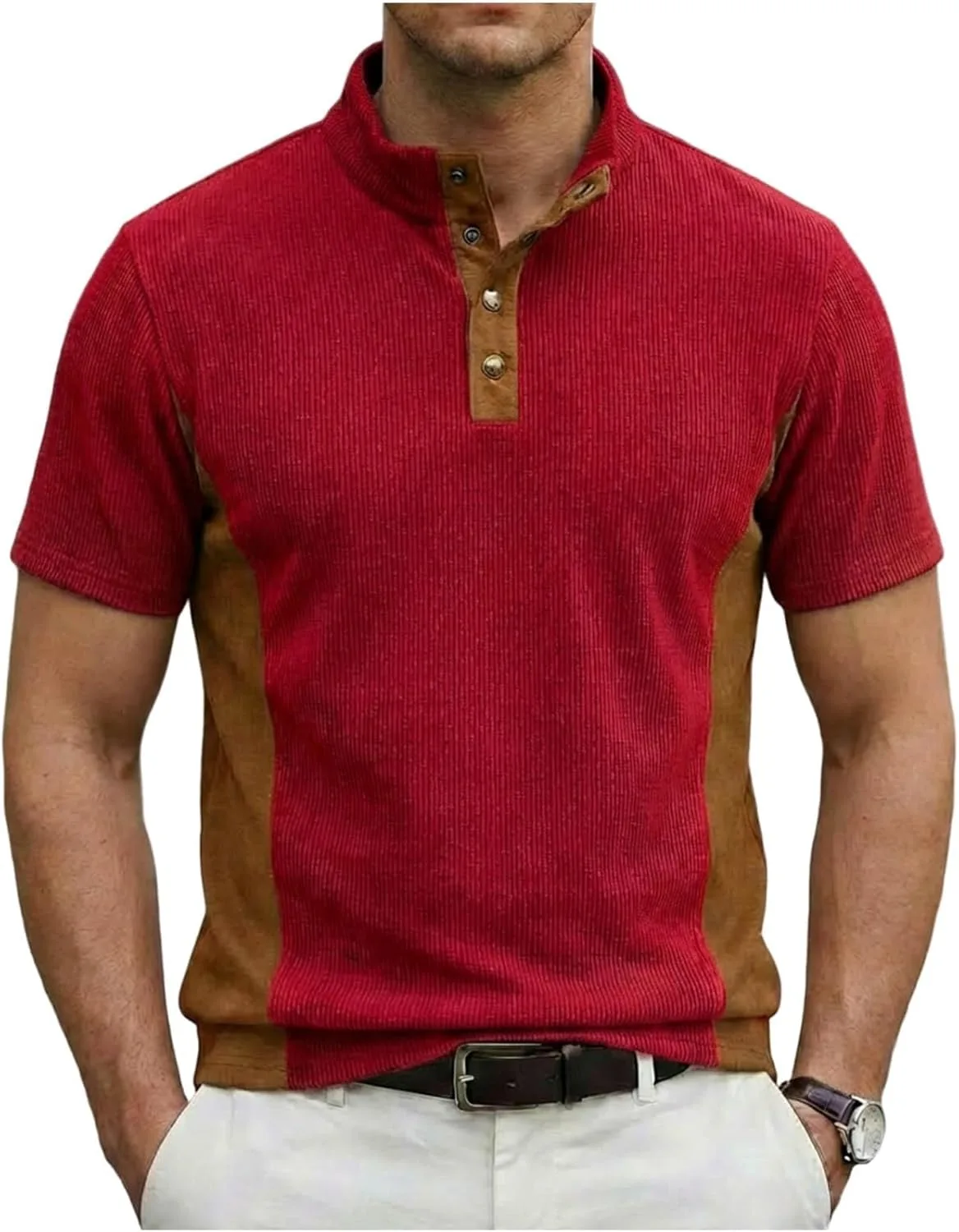 Мужская поло из вельвета с цветными блоками, короткий рукав
Мужская поло из вельвета с цветными блоками, короткий рукав