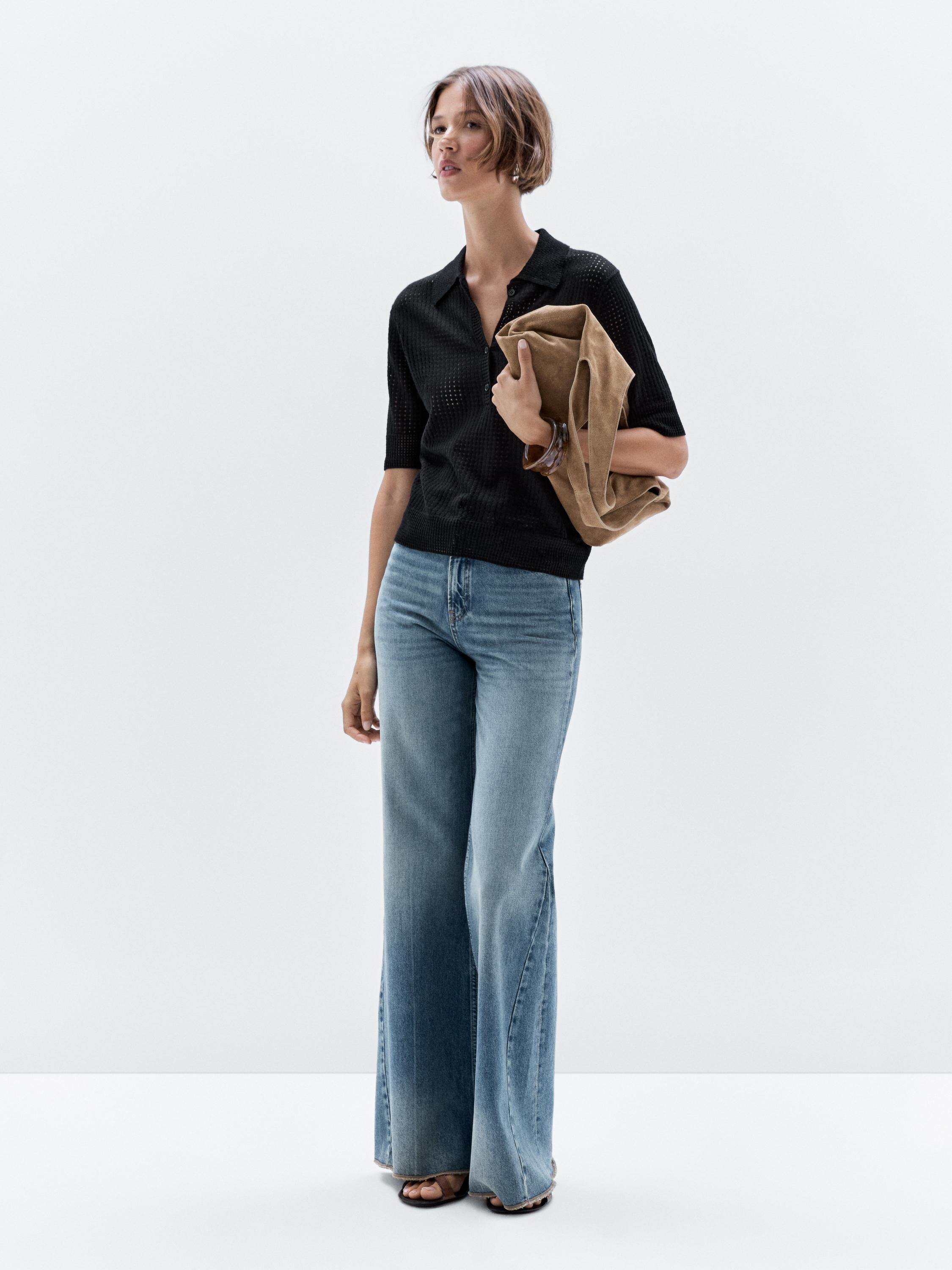 Свитер открытой вязки с воротником-поло Massimo Dutti, черный
Свитер открытой вязки с воротником-поло Massimo Dutti, черный