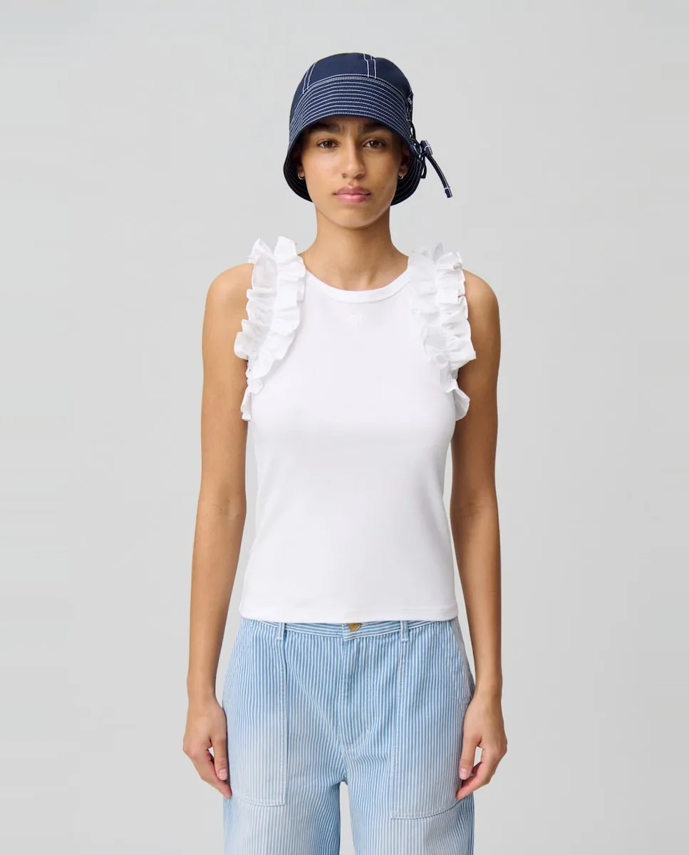 Женский хлопковый топ с оборками Claudie Pierlot, белый
Женский хлопковый топ с оборками Claudie Pierlot, белый