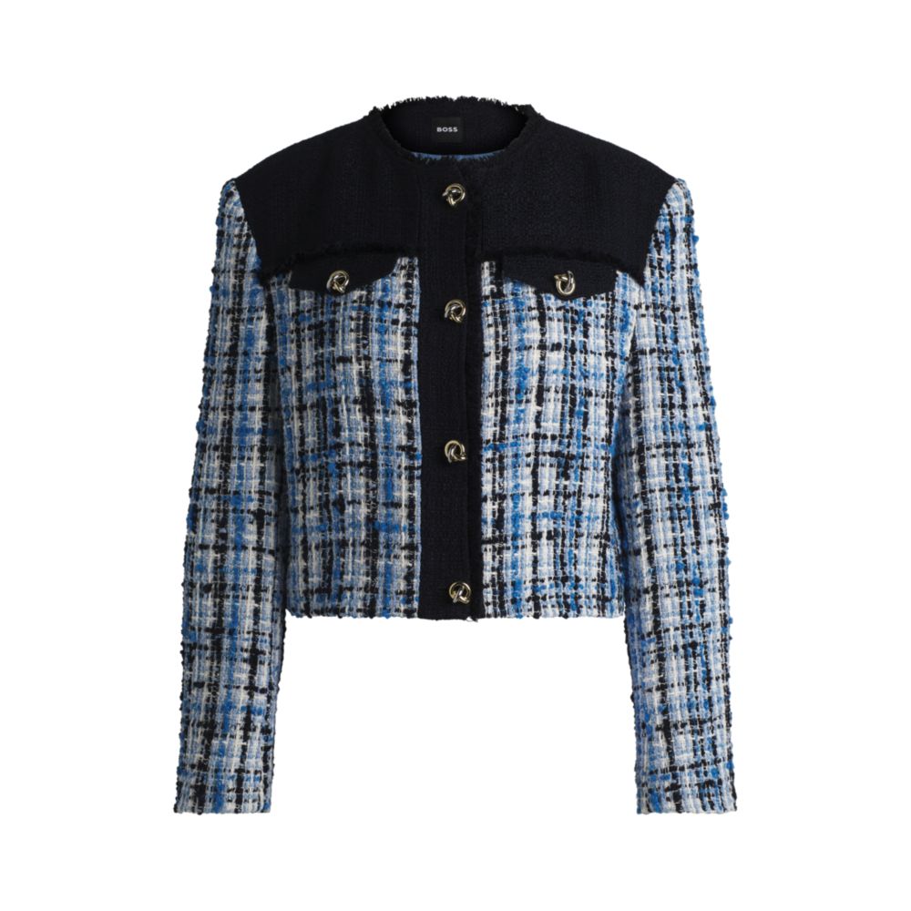 Твидовый пиджак с контрастными вставками и застежкой на пуговицы BOSS, цвет patterned
Твидовый пиджак с контрастными вставками и застежкой на пуговицы BOSS, цвет patterned