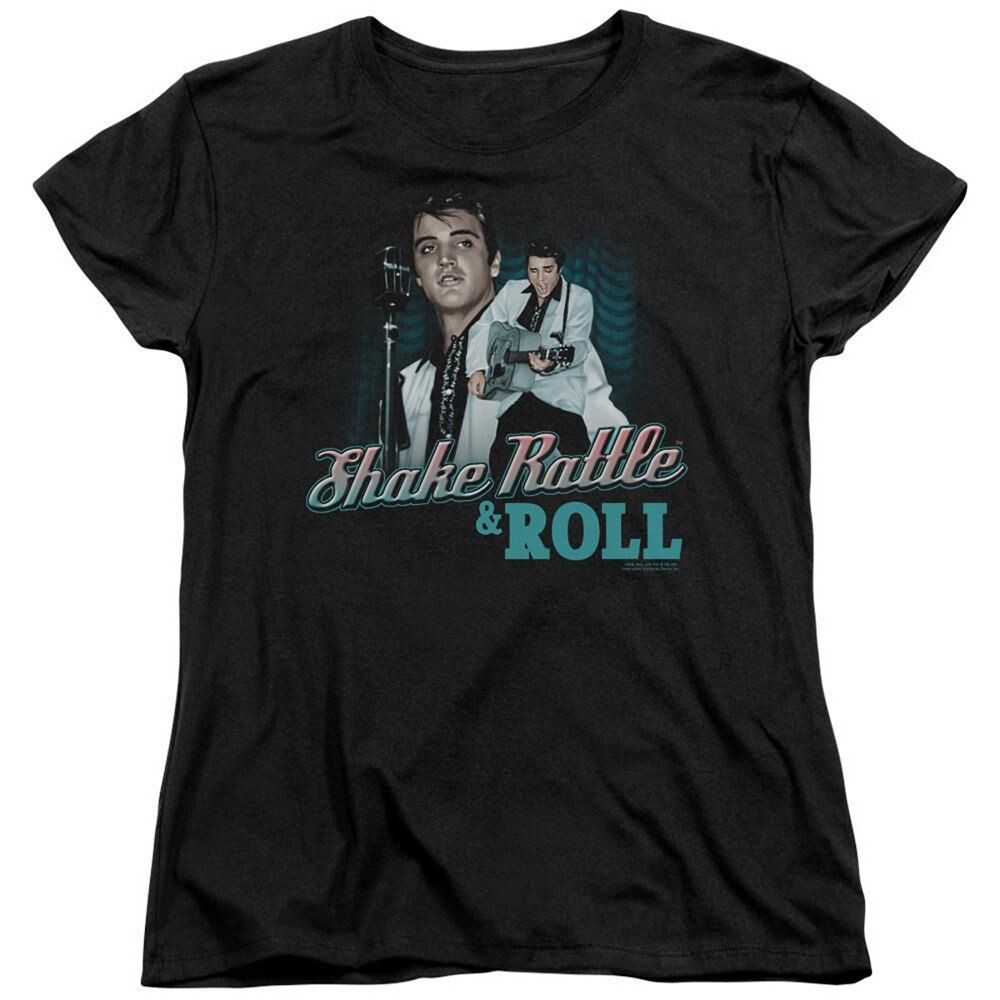 Женская футболка с короткими рукавами Elvis Presley Shake Rattle & Roll Licensed Character, черный
Женская футболка с короткими рукавами Elvis Presley Shake Rattle & Roll Licensed Character, черный