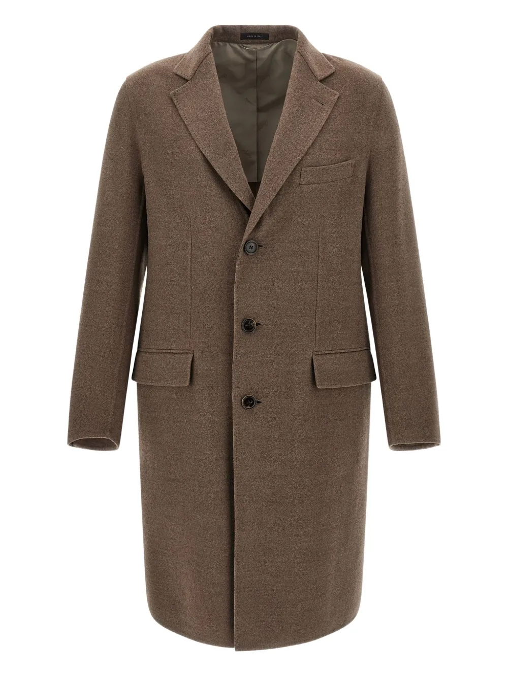 Пальто с тремя пуговицами и заостренными лацканами Brioni, коричневый 
Пальто с тремя пуговицами и заостренными лацканами Brioni, коричневый