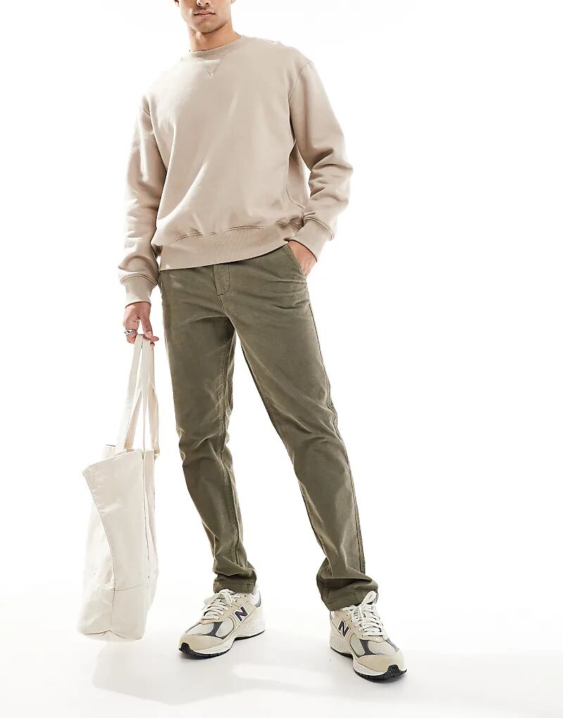 Узкие вельветовые брюки-чинос цвета стираный хаки ASOS DESIGN
Узкие вельветовые брюки-чинос цвета стираный хаки ASOS DESIGN