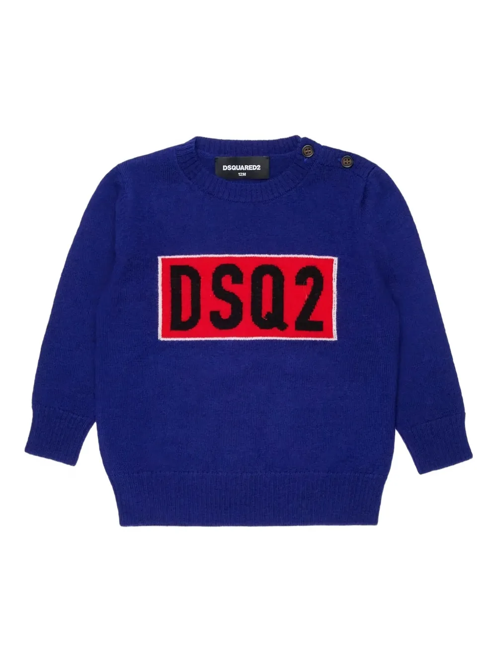 Шерстяной свитер с логотипом DSQUARED2 KIDS, синий 
Шерстяной свитер с логотипом DSQUARED2 KIDS, синий