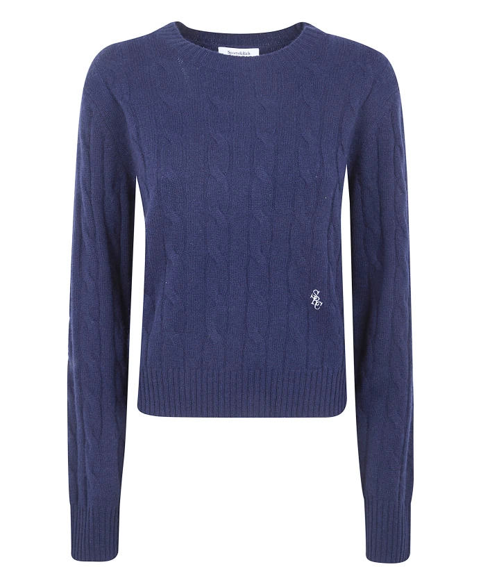 Кашемировый свитер крупной вязки Src Sporty & Rich, синий
Кашемировый свитер крупной вязки Src Sporty & Rich, синий