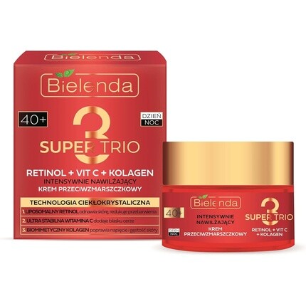 Bielenda Super Trio Ретинол Витамин С Коллаген Интенсивно увлажняющий крем 40+ 50мл, Tpuk
Bielenda Super Trio Ретинол Витамин С Коллаген Интенсивно увлажняющий крем 40+ 50мл, Tpuk