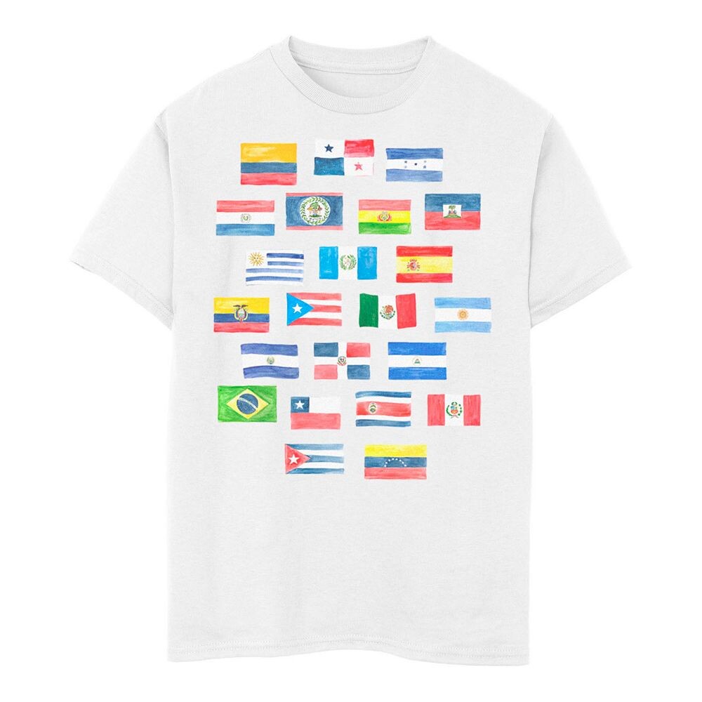 Футболка с флагами «Гордость страны» для мальчиков 8–20 лет, посвященная Месяцу латиноамериканского наследия Licensed Character, белый 
Футболка с флагами «Гордость страны» для мальчиков 8–20 лет, посвященная Месяцу латиноамериканского наследия Licensed Character, белый