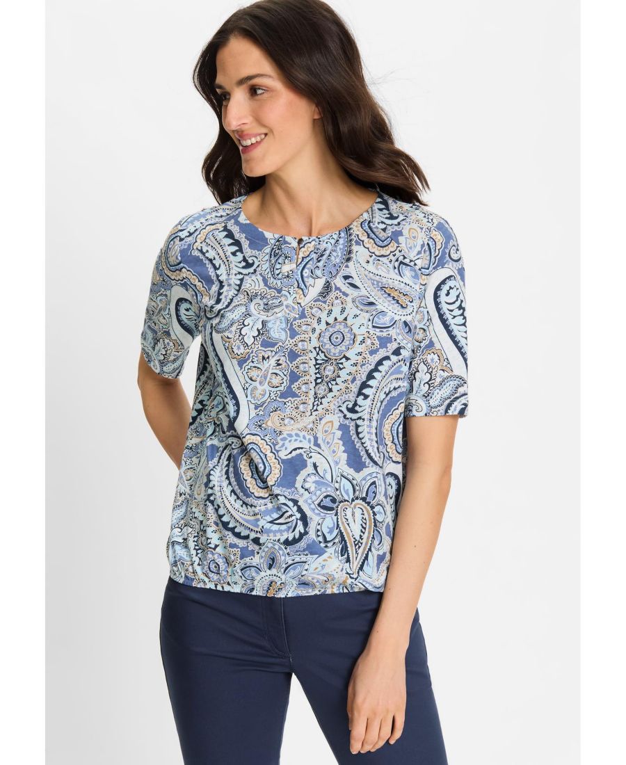 Женская футболка с V-образным вырезом и узором пейсли Olsen, Indigo denim, Фиолетовый, Женская футболка с V-образным вырезом и узором пейсли Olsen, Indigo denim
Женская футболка с V-образным вырезом и узором пейсли Olsen, Indigo denim, Фиолетовый, Женская футболка с V-образным вырезом и узором пейсли Olsen, Indigo denim