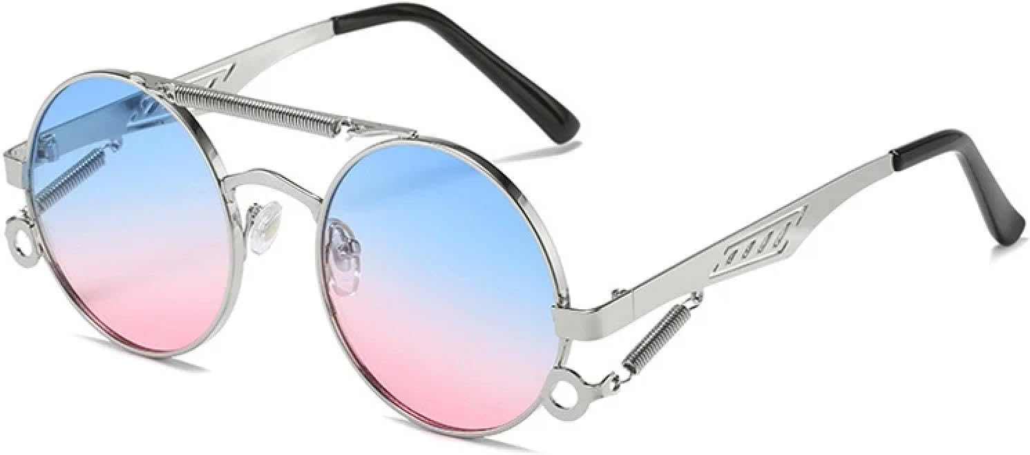Ретро металлические круглые солнцезащитные очки с двойной перемычкой для женщин, модные солнцезащитные очки с градиентным зеркальным покрытием для мужчин, трендовый панк TVTBBVV, Silver Blue Pink
Ретро металлические круглые солнцезащитные очки с двойной перемычкой для женщин, модные солнцезащитные очки с градиентным зеркальным покрытием для мужчин, трендовый панк TVTBBVV, Silver Blue Pink