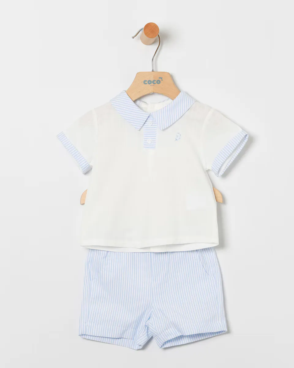 Комплект из рубашки с коротким рукавом и полосатых бермудских шорт Coco Acqua, голубой
Комплект из рубашки с коротким рукавом и полосатых бермудских шорт Coco Acqua, голубой