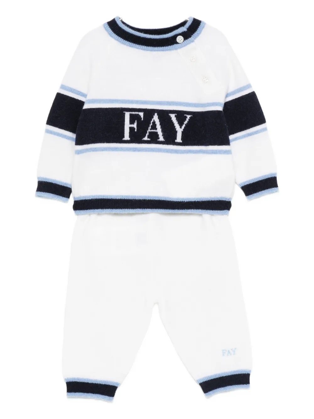 Спортивный костюм в полоску с логотипом Fay Kids, белый
Спортивный костюм в полоску с логотипом Fay Kids, белый