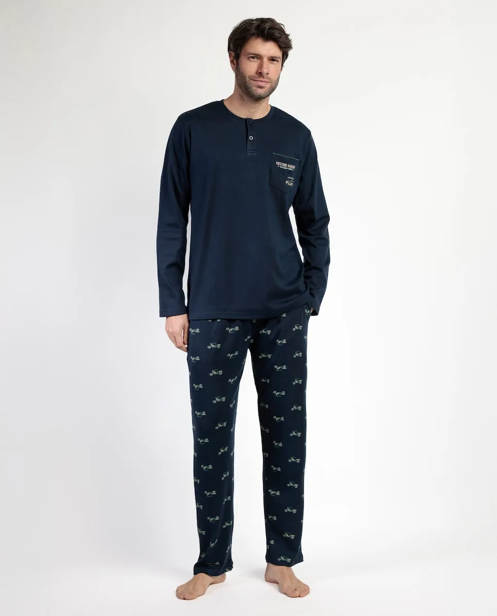 Мужская длинная пижама из хлопка синего цвета Admas
Мужская длинная пижама из хлопка синего цвета Admas