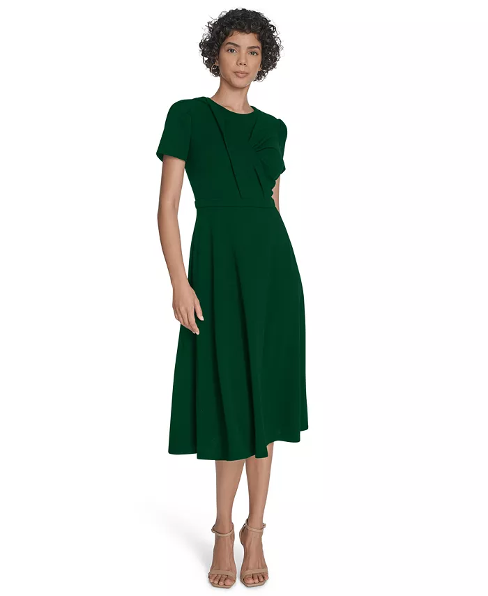 Женское платье миди с короткими рукавами и сборками Calvin Klein, зеленый
Женское платье миди с короткими рукавами и сборками Calvin Klein, зеленый