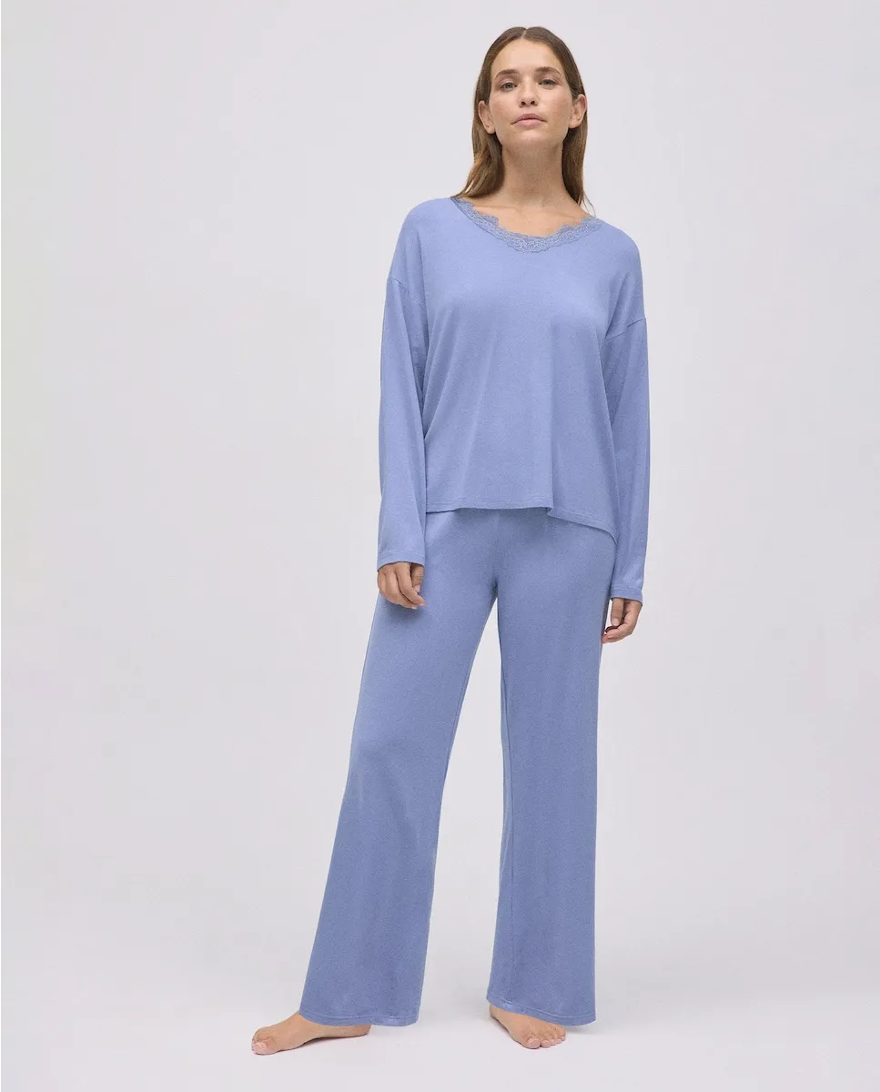 Женская длинная пижама из очень мягкого модала с широкими штанинами Ysabel Mora, синий
Женская длинная пижама из очень мягкого модала с широкими штанинами Ysabel Mora, синий